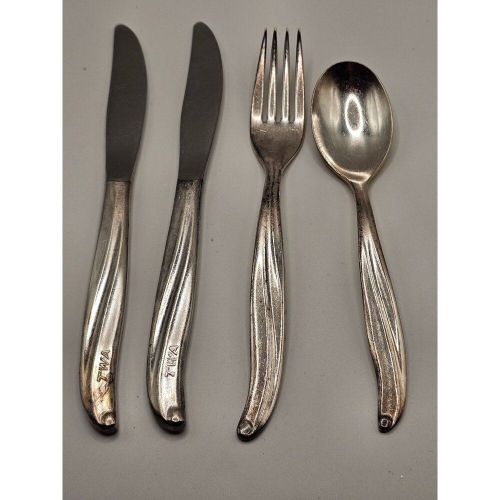 Vintage TWA Trans World Airlines In-Flight Flatware Set Of 4 International Silve - Picture 3 of 10